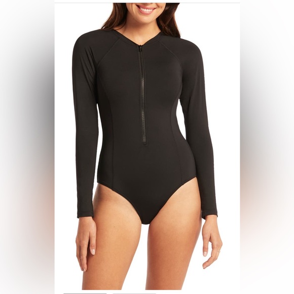 Sea Level Long-Sleeve One-Piece Swimsuit Size 6 / AU10, Great condition - Picture 1 of 5